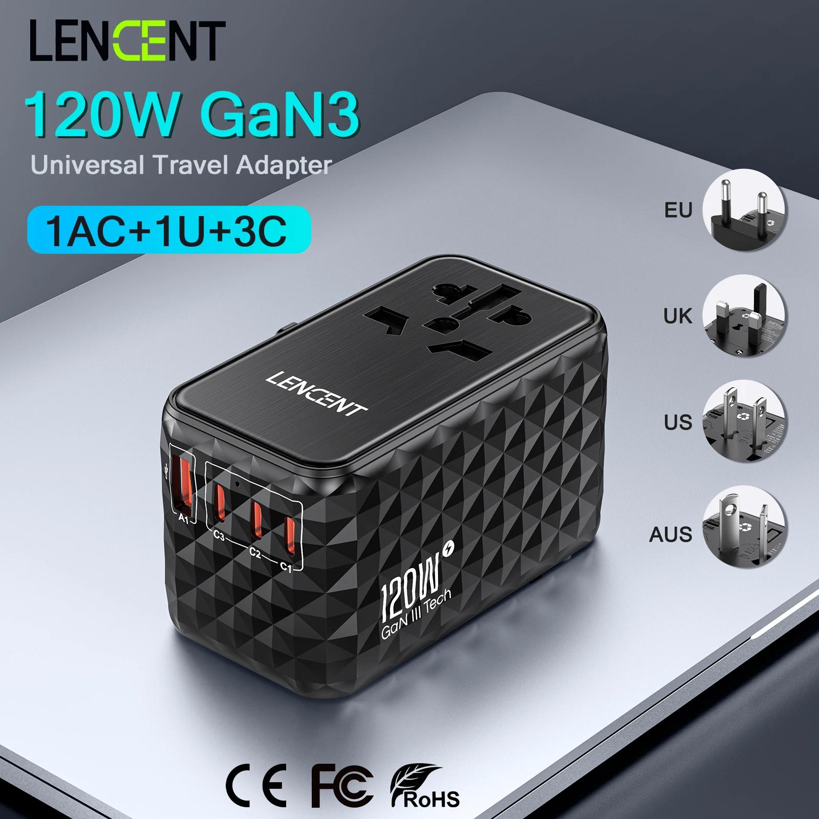 LENCENT GaN   ,  , EU, UK, USA, AUS ÷,  , 1 USB-A  3 CŸ PD3.0, 120W